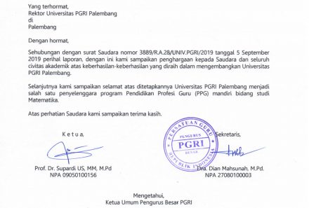 Ucapan Selamat Universitas PGRI Palembang